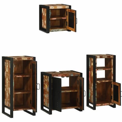vidaXL - Badkamermeubel - Set - 4 - st - Veelkleurig - en - Zwart - 40 - x - 35 - x - 90 - cm
