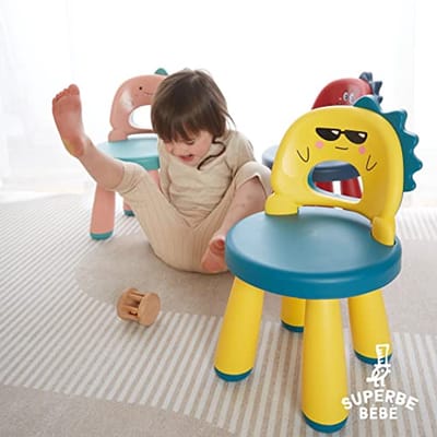 Kunststof babybureaustoel voor kinderen - Lichtgewicht en ergonomisch - Geschikt voor 2 tot 6 jaar - Dinosaurusdesign in meerdere kleuren
