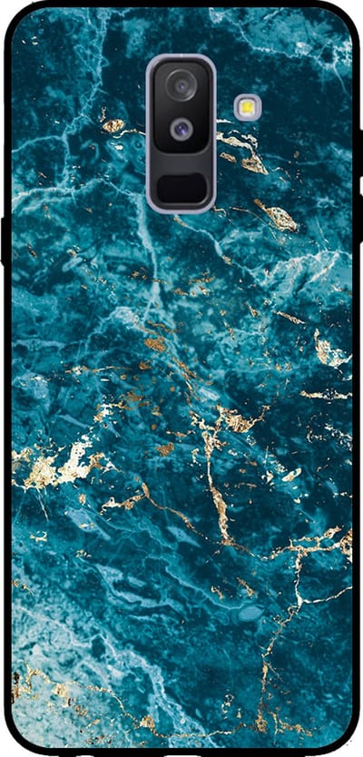 Smartphonica Telefoonhoesje voor Samsung Galaxy A6 Plus 2018 met marmer opdruk - TPU backcover case marble design - Blauw geschikt voor Samsung Galaxy A6 Plus 2018