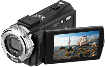 Carlovo Videocamera - Handycam - Vlog Camera - 12V Full HD Videocamera - Nachtzicht - Draaibaar LCD Scherm - Gezichtsfocus - Videocamera Met Afstandsbediening - Zwart