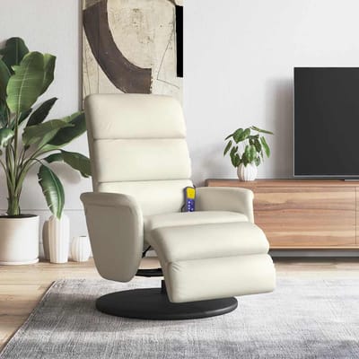 vidaXL - Massagestoel - verstelbaar - met - voetensteun - kunstleer - crèmekleurig