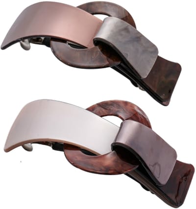 Emilie collection - haarspeld - groot - 2 stuks - zilver - bruin