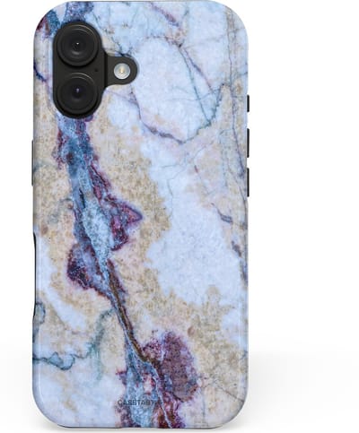 Casetastic hoesje geschikt voor Apple iPhone 16 - MagSafe - Dubbellaagse bescherming - Diepzee Marmer - Fashion Case - Blauw Zand