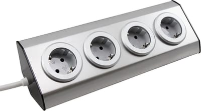 Geaard Stekkerblok RVS - 4x Stopcontact + USB - Hoek- en Opbouwmontage