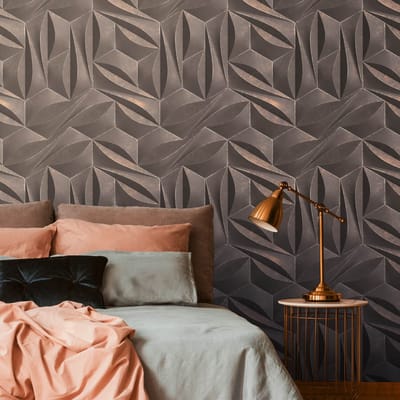 Fotobehang Profhome 391792-GU vliesbehang hardvinyl warmdruk in reliëf glad 3D mat grijs olijfgrijs bronzen grijsbeige 1,59 m x 2,8 m