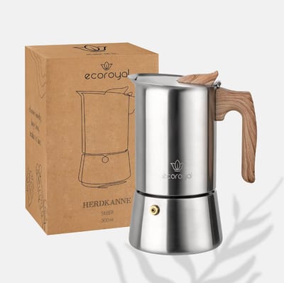 RVS Espressomaker voor 1-6 Kopjes, Geschikt voor Alle Warmtebronnen