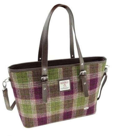 Schoudertas Spey Tote bag Heide Paars (Heather) - Groot - Ritssluiting - Harris Tweed - Glen Appin of Scotland