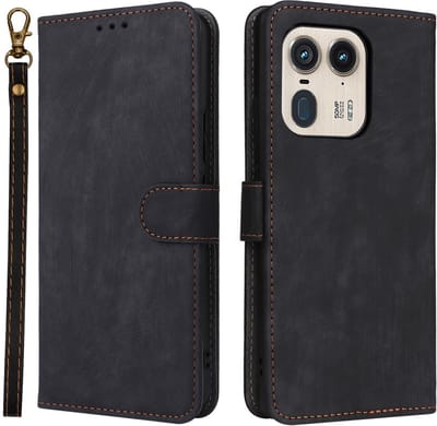 Coverup Hoesje - Geschikt voor Motorola Edge 50 Ultra Hoesje - Coverup Book Case met Koord - Zwart