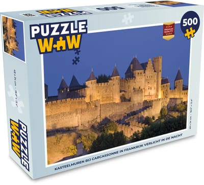 Puzzel Carcassonne - Verlichting - Kasteel - Legpuzzel - Puzzel 500 stukjes