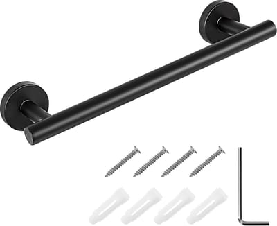 Dailygoods- Handdoekhouder Wandmontage - Roestvrij Staal 304 - Geborsteld Zwart - Handdoekstang 30 cm - Kleine Handdoekhouder - Geschikt voor Badkamer/Keuken