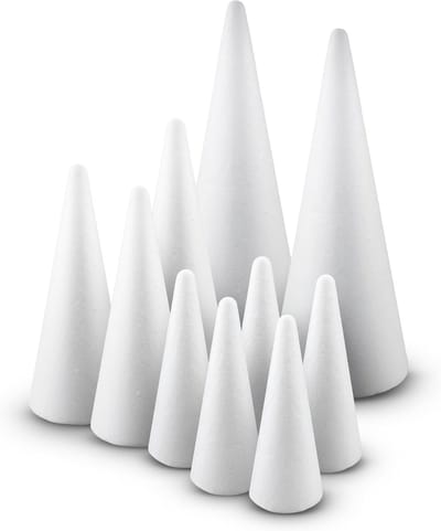 Piepschuim kegels - Schuim kegels - DIY knutselen - Verschillende maten - 5 15 20 28 cm - Wit