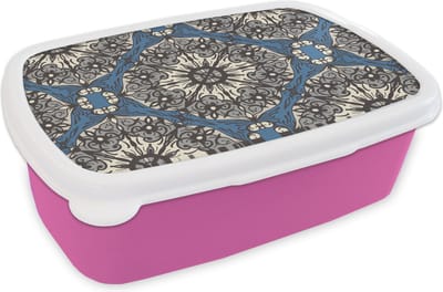 Broodtrommel Roze - Lunchbox - Brooddoos - Mandala - Patronen - Vintage - 18x12x6 cm - Kinderen - Meisje