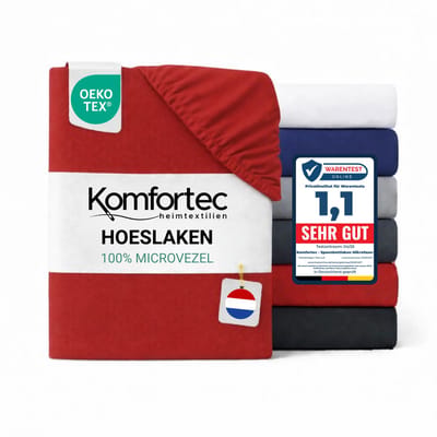 Komfortec Hoeslaken 90x200 cm - tot 30cm Matrashoogte - Rondom Elastiek - Rood