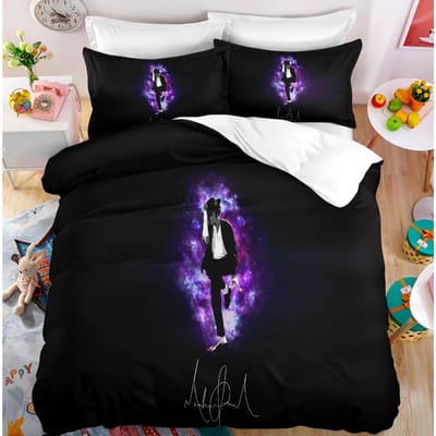 Michael Jackson Beddengoed Collectie Enkel Tweepersoons Volledig King Size Muzikaal Genie Met Beddengoed Volwassenen Tieners Slaapkamer 200X200Cm Dekbedovertrek Collectie EU King 240x220cm