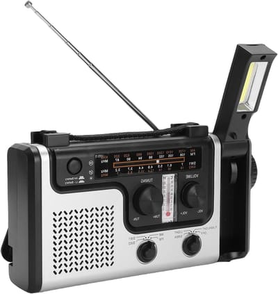 Noodradio Handslinger - Draagbare Radio - Buitenactiviteiten - Zonne-energie Opladen - 1200 mAh - Zwart