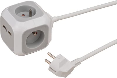 ALEA-Power USB-Charger Stekkerblok 4-voudig, 1,4m H05VV-F 3G1,5 *FR/BE*