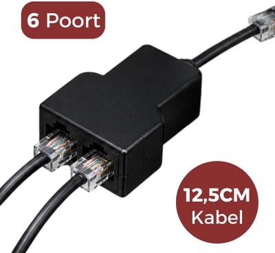 Nextora P1 Splitter - 6 Poort - RJ12(v) & 2x RJ12(v) - Geschikt voor HomeWizard, P1 Meter, Laadpaal, Energiemeter en Slimme meter