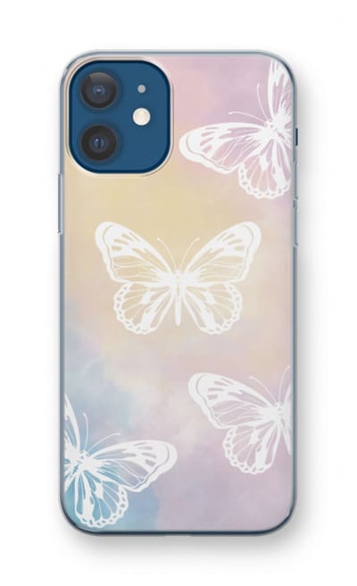 Case Company® - Hoesje geschikt voor iPhone 12 hoesje - White butterfly - Soft Cover Telefoonhoesje - Bescherming aan alle Kanten en Schermrand