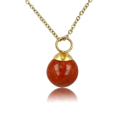 My Bendel - Goudkleurige Ketting met Ronde Aventurine Edelsteen - Goudkleurige Ketting met Red Aventurine Edelsteen Hanger - met Luxe Cadeauverpakking | Sieraden Voor Dames
