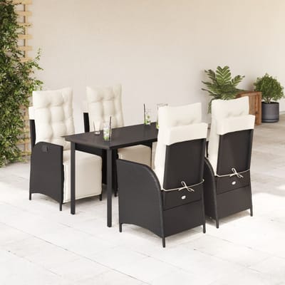 vidaXL - 5-delige - Tuinset - met - kussens - poly - rattan - zwart