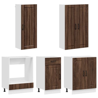 vidaXL - Keukenblok - LUCCA - 5 - st - Bruin - eiken - Bewerkt - hout