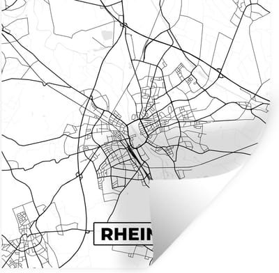 Muurstickers - Sticker Folie - Rheine - Kaart - Stadskaart - Plattegrond - 100x100 cm - Plakfolie - Muurstickers Kinderkamer - Zelfklevend Behang XXL - Zelfklevend behangpapier - Stickerfolie