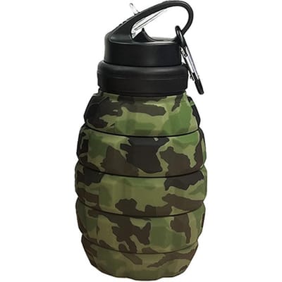 Intrekbare Opvouwbare Waterfles Hoge Temperatuur Bestendig Voedselkwaliteit Siliconen Camouflage Fietsen Wandelen Atletische Waterfles 580ml