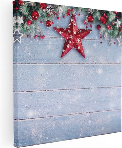 Artaza Canvas Schilderij Winterlandschap - 40x40 cm - Klein - Wanddecoratie Kerst - Muurdecoratie Sneeuw - Schilderijen Op Canvas