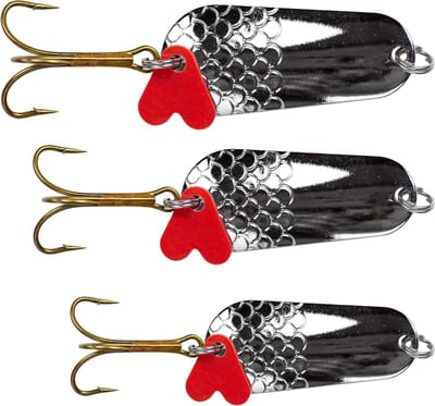 Vis Lokaas Set - Kunstaas Set - Snoek Vissen - Met Rode Vlag - 3 Stuks - Zilver
