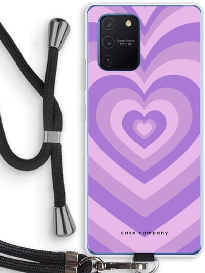 Case Company® - Hoesje met koord geschikt voor Samsung Galaxy Note 10 Lite hoesje met Koord - Hart Paars - Telefoonhoesje met Zwart Koord - Bescherming aan alle Kanten en Over de Schermrand