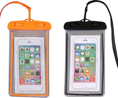 Bovista Waterdichte Telefoonhoesjes - Waterdicht Telefoonzakje - Waterproof Festival Opbergtasje - Documententasje - Waterbestendig - Zwart & Oranje