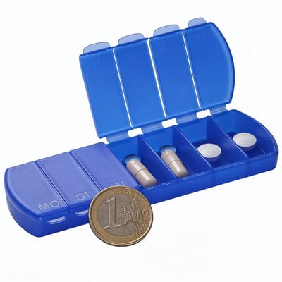 Dailygoods- Pillendoosje Klein - Pillendoos 7 Dagen - Medicatiedoosje - Voedselveilige Kunststof - 2 Stuks - Transparante Look - Medicijnendoosje