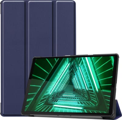 Hoesje - Geschikt voor Lenovo Tab M10 FHD Plus (2e / 2nd Generatie) - Dun & Stevig - Hardcover Book Case - Trifold Bookcase Hoes - Hard Cover - Tablethoes - Donkerblauw