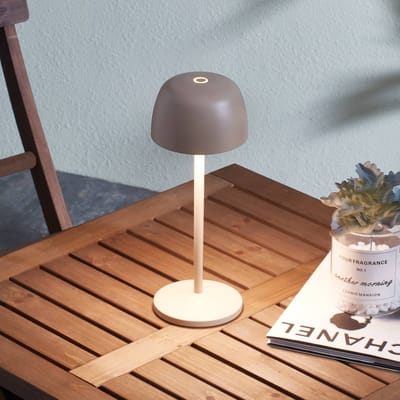 Lindby - Terraslampen- met dimmer - 1licht - Aluminium spuitgietwerk, kunststof - H: 27.5 cm - zandkleurig - Inclusief lichtbron