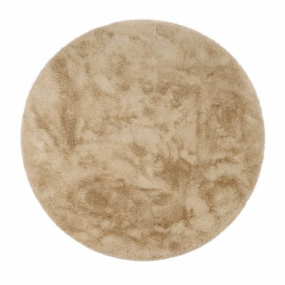 Moonay Fluffy Vloerkleed Rond Beige Ø 120 cm - Hoogpolig 30 mm Shaggy Tapijt - Extra Dik & Zacht - 1900 g/m²