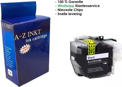 AtotZinkt huismerk Cartidge voor Brother LC-3213 XL BK Zwarte inktcartridge voor Brother MFC-J491DW, MFC-J497DW, DCP-J572dw, MFC-J890DW, MFC-J895DW, DCP-J772DW ,DCP-J774DW