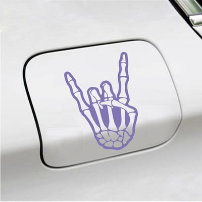 Bumpersticker - Rock N Roll Skelet - 10 X 14,4 - Paars
