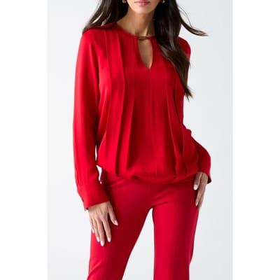 GUESS Anita V Neck Ls Blou Samba Red Vibes Taglia: 36 | Maglie a manica lunga Outlet | Donna | Rosso