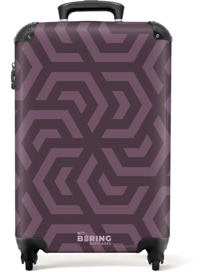 NoBoringSuitcases.com - Koffer - Herhalend geometrisch patroon in paarstinten - Past binnen 55x40x20 cm en 55x35x25 cm - Trolley handbagage - Valiezen met wieltjes volwassenen - Reiskoffer op wielen - Rolkoffer lichtgewicht