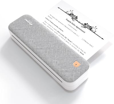 Originele Peripage A40 Sky Grey Draagbare Bluetooth Printer - Thermisch - Mobiel- A4- Zwart Wit - Inclusief een rol thermisch papier - 203 dpi