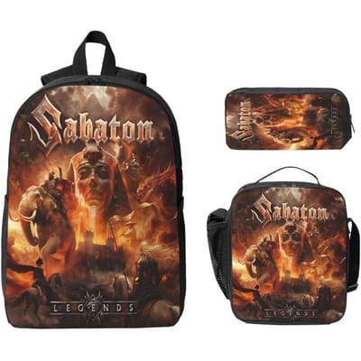 3 Stuks Legends Legendarische Tour 2026 Sabatons Thema Schooltassen Set voor Meisjes Jongens Etui Rugzak Sets met Lunchbox brown