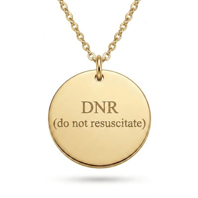 2 Love it DNR | do not resuscitate (niet reanimeren) - Ketting - RVS/Stainless steel - 50 cm - Goudkleurig
