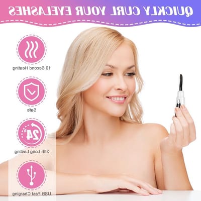 Verwarmde Wimperkruller, Elektrische Oplaadbare Wimperkruller met 3 Temperatuurinstellingen en 24 Uur Langdurige Warmte voor Perfecte Wimpers