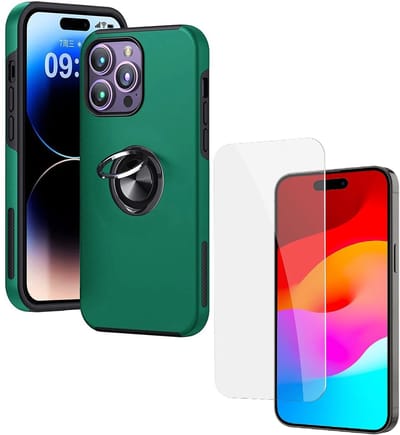 Backcover Shockproof Inclusief Screenprotector Gehard Glas - Hoesje Geschikt voor: iPhone 16 Pro Max - Groen
