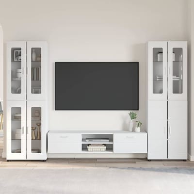 vidaXL Tv-meubelset met lade met plank FLORIN 3 pcs Wit Bewerkt hout