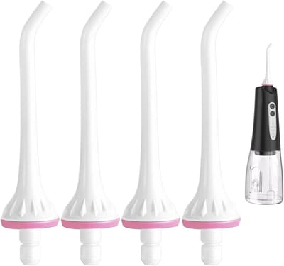 4-pack waterflosser-vervangingstips - geschikt voor Hangsun/Waterpik/Nicwell/COSLUS/Mospro/Zerhunt - monddouche-jetmondstukken geschikt voor effectieve reiniging (wit)