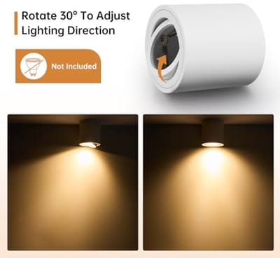 4 Stuks Draaibare LED-Plafondspots met GU10-Fitting - Wit, Aluminium, Ø 80 x 85 mm