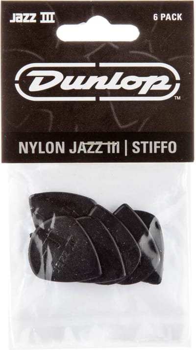 Dunlop 47P3S Jazz III Stiffo Plectrum 6-Pack - Plectra, zakje met 6 stuks