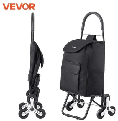Rumi Boodschappentrolley - 36L - Opvouwbaar Boodschappentrolley - Weerbestendig - Roestvrij Aluminium boodschappenwagen - Boodschappenkar met Wielen - Zwart Boodschappentrolley
