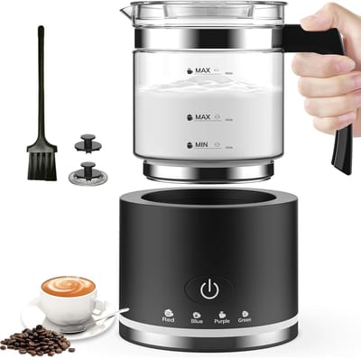 KZQ Elektrische Melkopschuimer - 4 In 1 - 500ml - Voor Warm En Koud Melkschuim - Met Automatische Uitschakeling - Antiaanbaklaag - Geschikt Voor Koffie - Wit